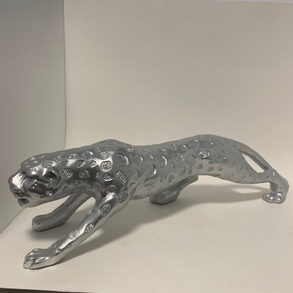 Studio 55D Prowling 23 1/2" Wide Silver Mirror Leopard Table Sculpture - Picture 2 of 6